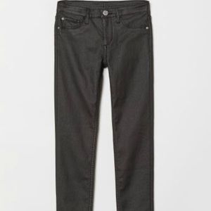 HM leather coated black jeans